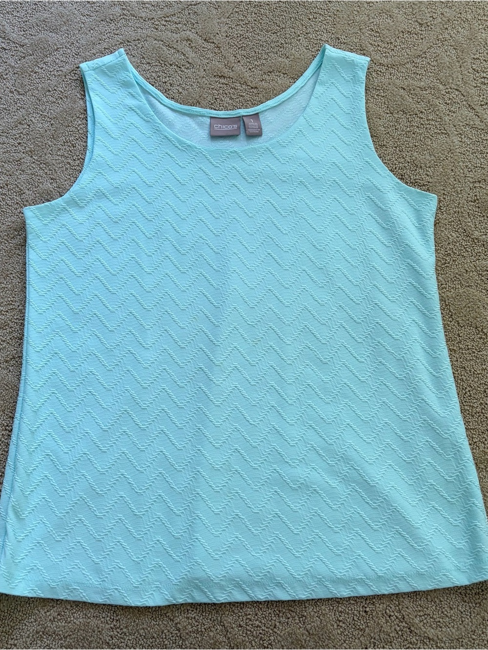 Chico's Light Aqua Chevron Tank Top